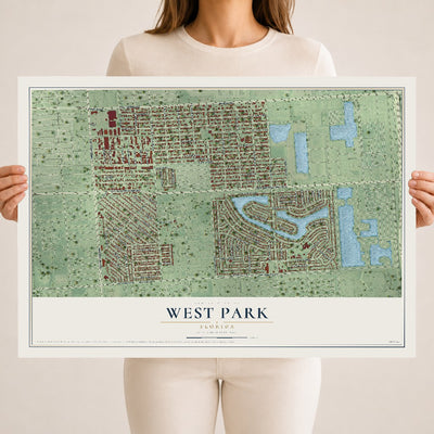 West Park, Florida map print, 18" x 24" Archival Matte Print mockup