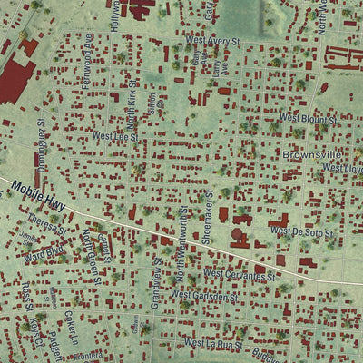 Close-up of the map of West Pensacola, Florida print showing street and building detail