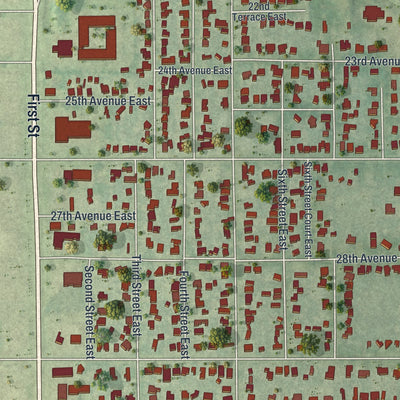 Close-up of the map of West Samoset, Florida print showing street and building detail