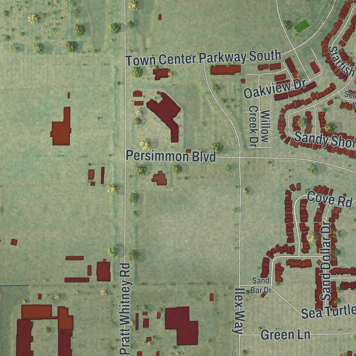 Close-up 2 of the Westlake, Florida map artwork