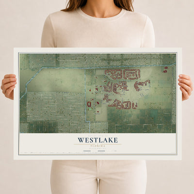 Westlake, Florida map print, 12" x 18" Archival Matte Print mockup
