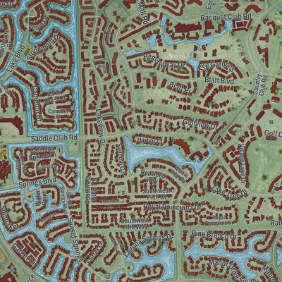 Close-up 1 of the Weston, Florida map artwork