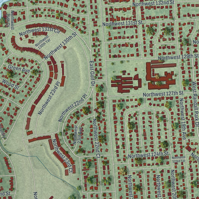 Close-up of the map of Westview, Florida print showing street and building detail