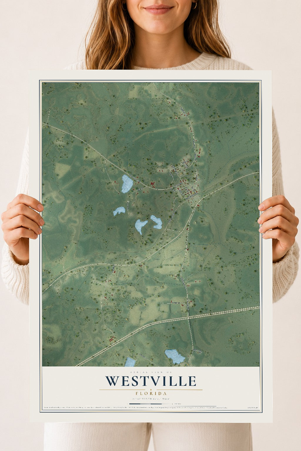 Westville, Florida map print, 18" x 24" Archival Matte Print mockup