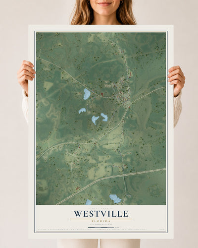 Westville, Florida map print, 24" x 36" Archival Matte Print mockup