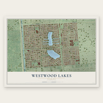 Westwood Lakes, Florida map print, the full design