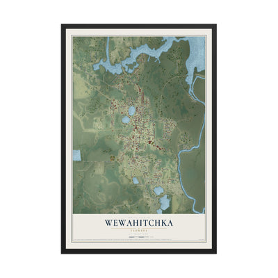 Wewahitchka, Florida map print, 12" x 18" W/ Black Ayous Wood Frame mockup