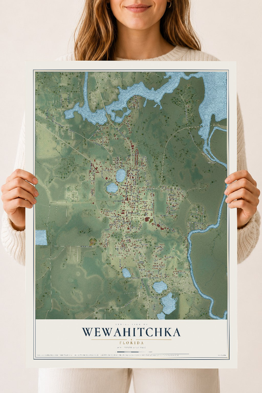 Wewahitchka, Florida map print, 18" x 24" Archival Matte Print mockup