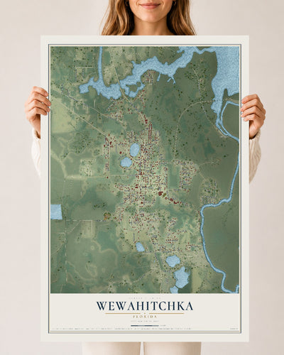 Wewahitchka, Florida map print, 24" x 36" Archival Matte Print mockup