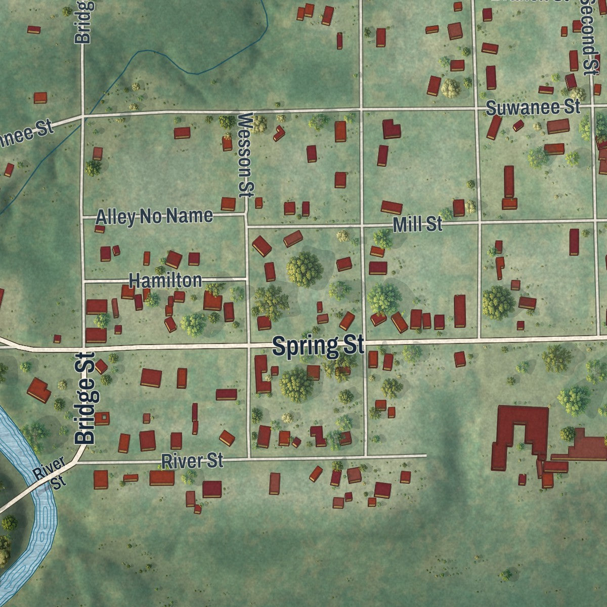 Close-up 1 of the White Springs, Florida map artwork