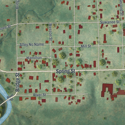Close-up 1 of the White Springs, Florida map artwork