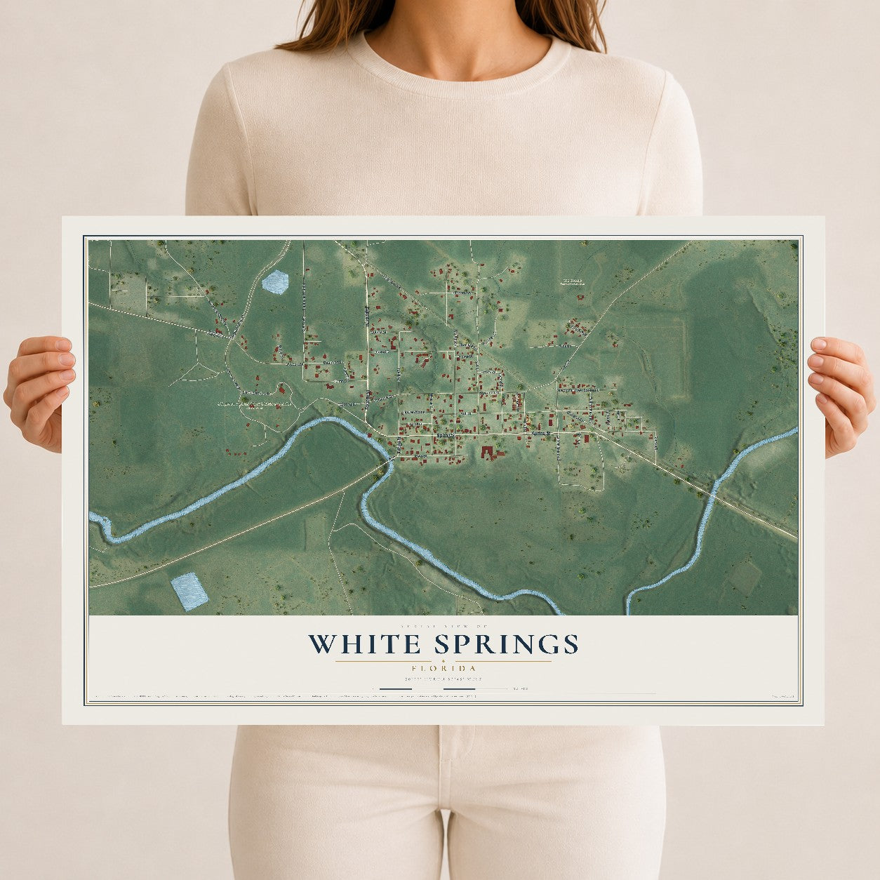 White Springs, Florida map print, 12" x 18" Archival Matte Print mockup