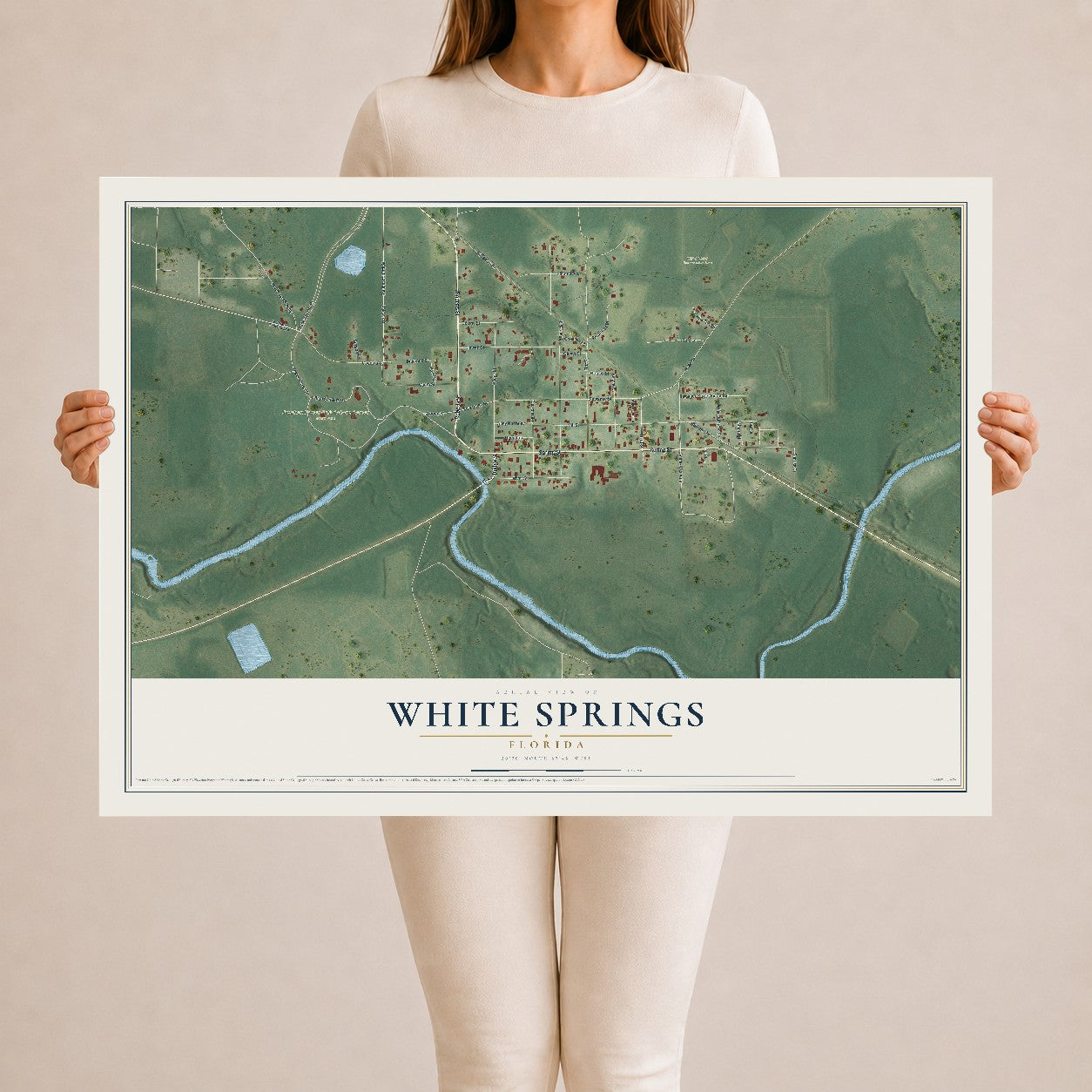 White Springs, Florida map print, 24" x 36" Archival Matte Print mockup