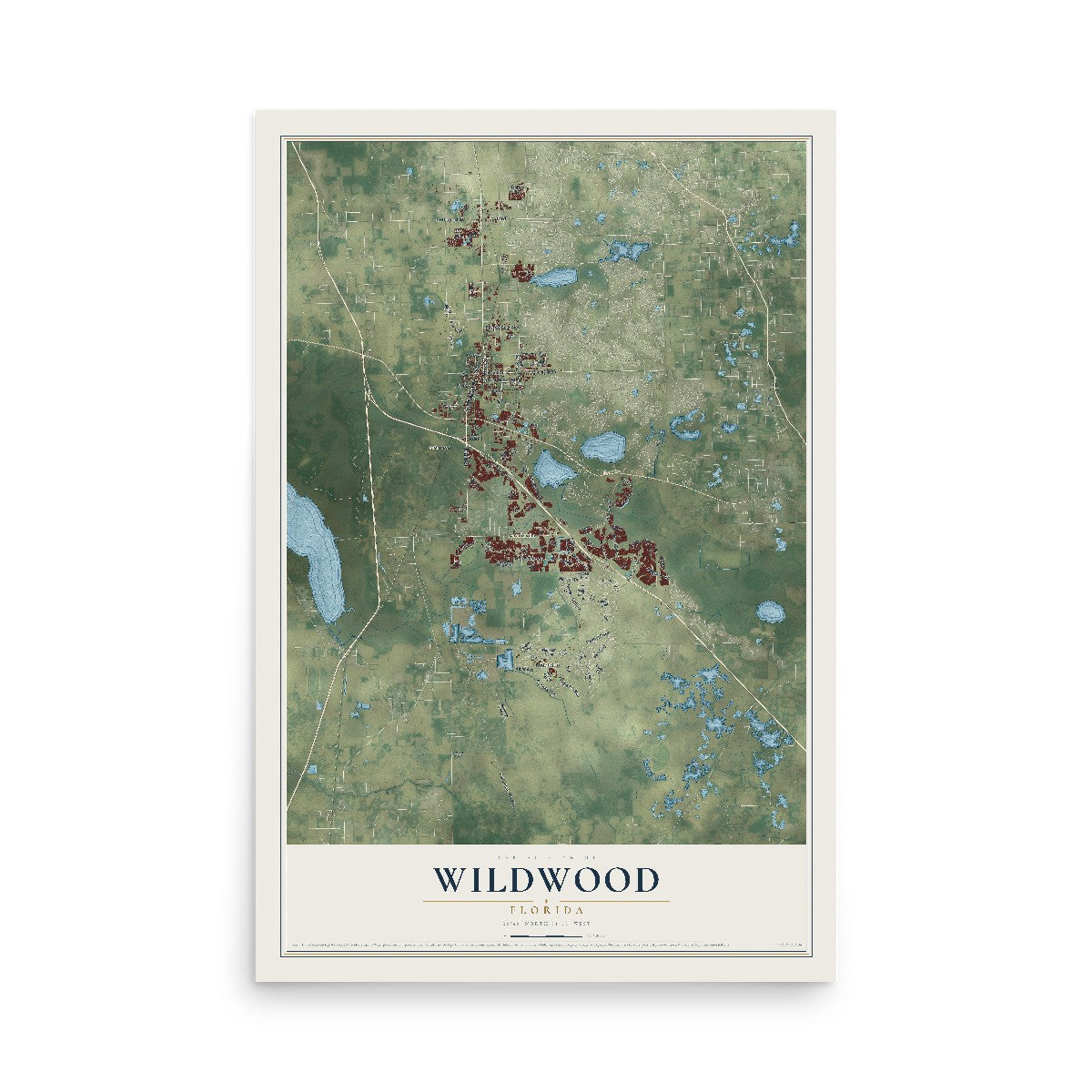 Wildwood, Florida map print, 12" x 18" Archival Matte Print mockup