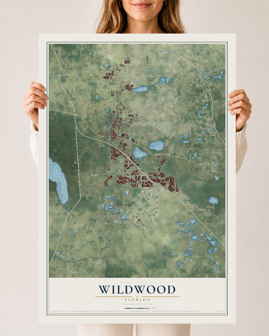 Wildwood, Florida map print, 24" x 36" Archival Matte Print mockup