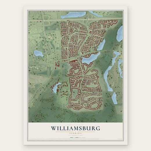 Williamsburg, Florida map print, the full design