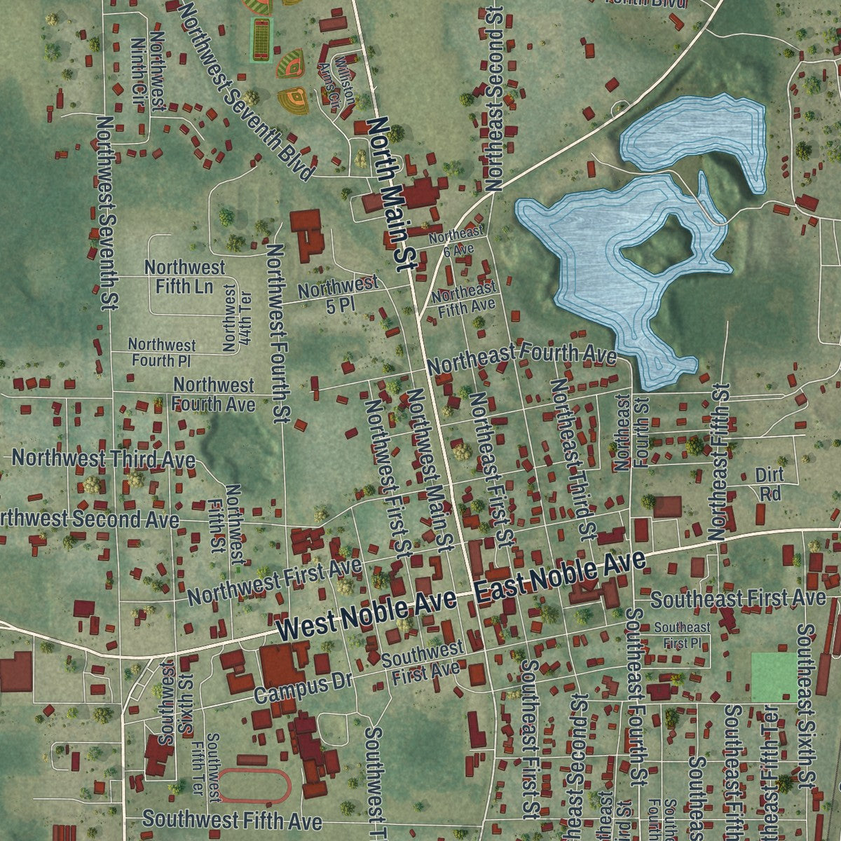 Close-up 1 of the Williston, Florida map artwork
