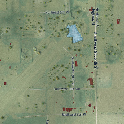 Close-up 2 of the Williston, Florida map artwork