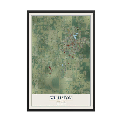 Williston, Florida map print, 12" x 18" W/ Black Ayous Wood Frame mockup