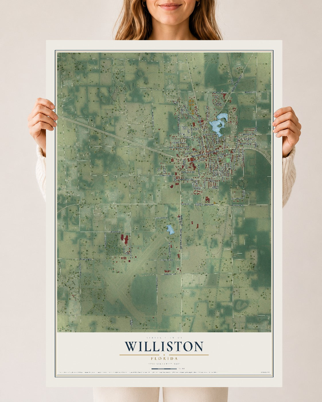Williston, Florida map print, 24" x 36" Archival Matte Print mockup