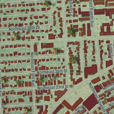 Close-up 1 of the Wilton Manors, Florida map artwork