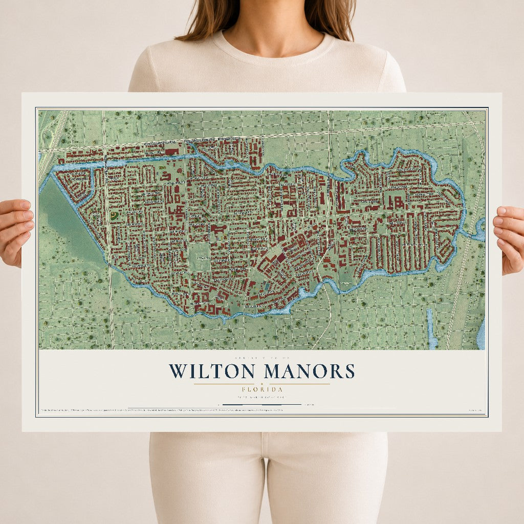 Wilton Manors, Florida map print, 18" x 24" Archival Matte Print mockup
