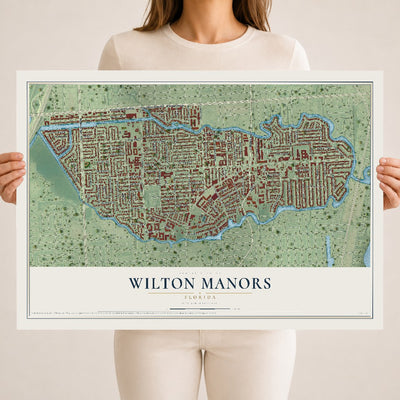 Wilton Manors, Florida map print, 18" x 24" Archival Matte Print mockup