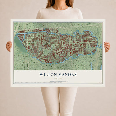 Wilton Manors, Florida map print, 24" x 36" Archival Matte Print mockup