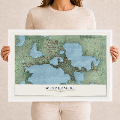 Windermere, Florida map print, 12" x 18" W/ White Ayous Wood Frame mockup