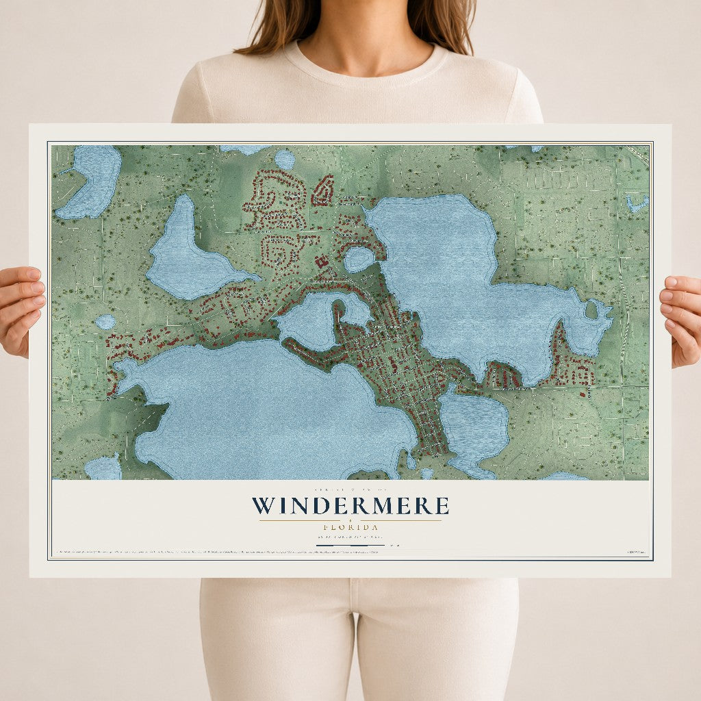 Windermere, Florida map print, 18" x 24" Archival Matte Print mockup