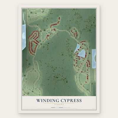 Winding Cypress, Florida map print, the full design