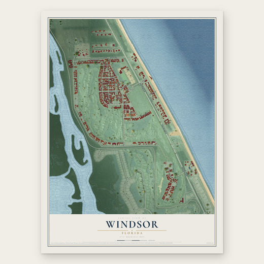 Windsor, Florida map print, the full design
