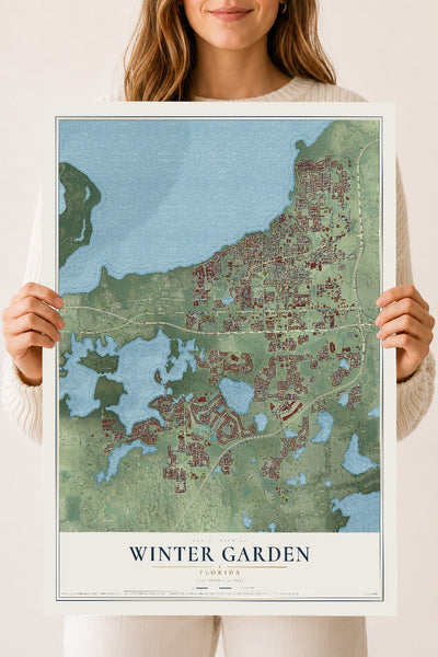 Winter Garden, Florida map print, 18" x 24" Archival Matte Print mockup