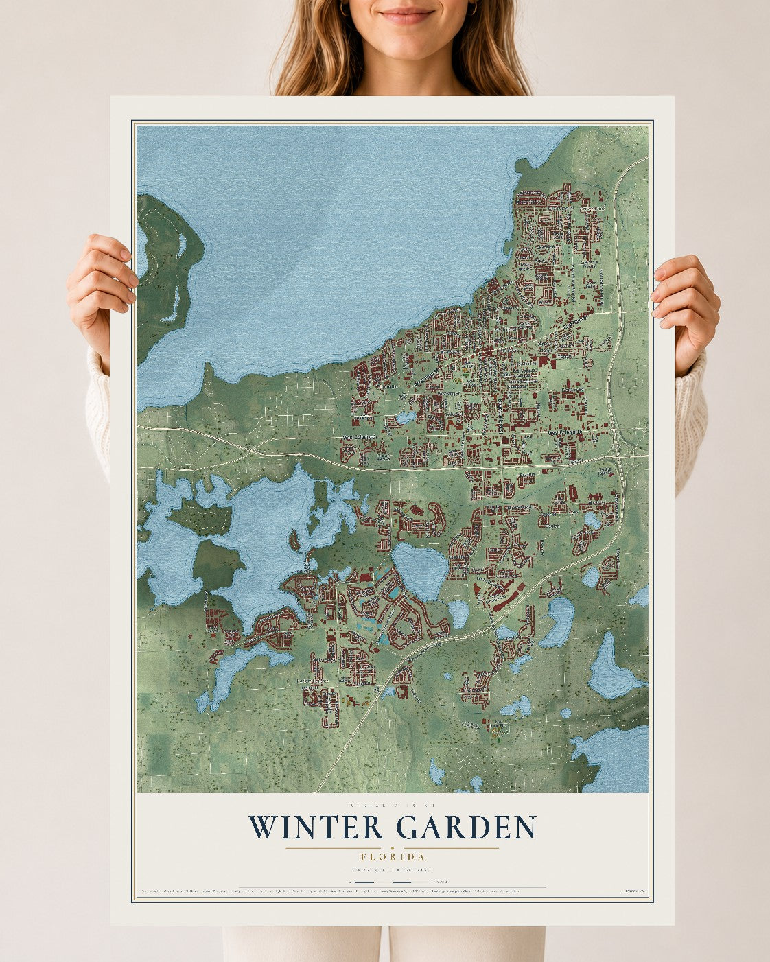 Winter Garden, Florida map print, 24" x 36" Archival Matte Print mockup