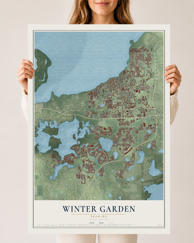 Winter Garden, Florida map print, 24" x 36" Archival Matte Print mockup