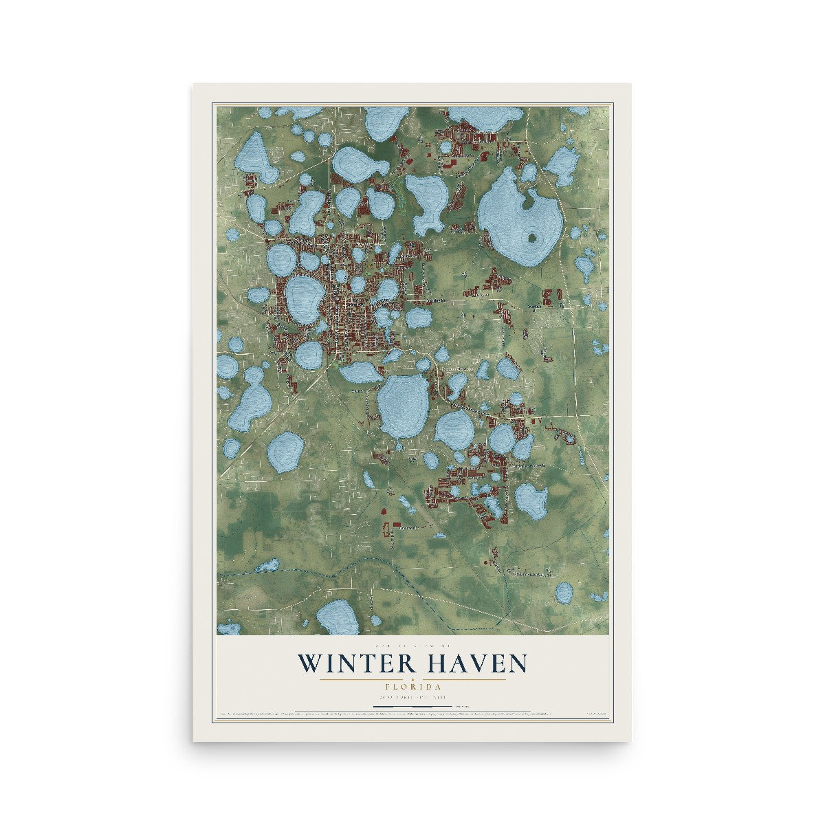 Winter Haven, Florida map print, 12" x 18" Archival Matte Print mockup