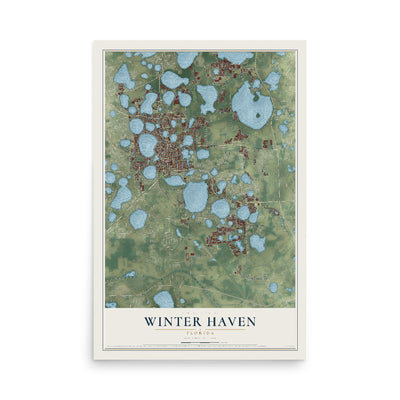 Winter Haven, Florida map print, 12" x 18" Archival Matte Print mockup