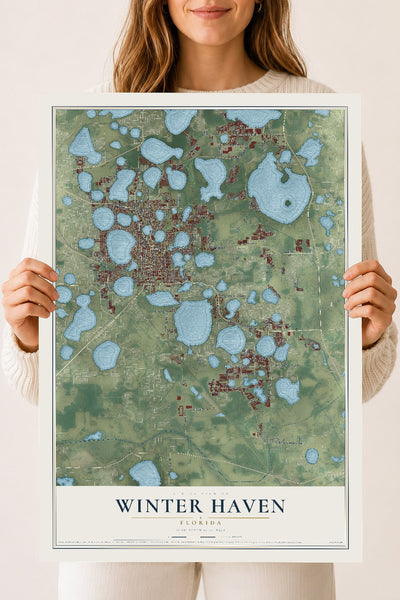 Winter Haven, Florida map print, 18" x 24" Archival Matte Print mockup