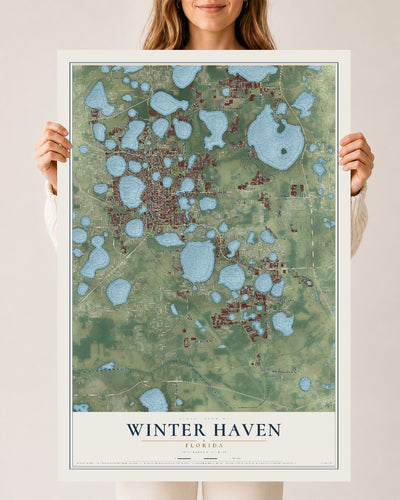 Winter Haven, Florida map print, 24" x 36" Archival Matte Print mockup