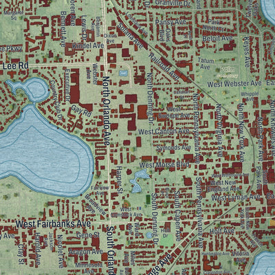 Close-up 1 of the Winter Park, Florida map artwork