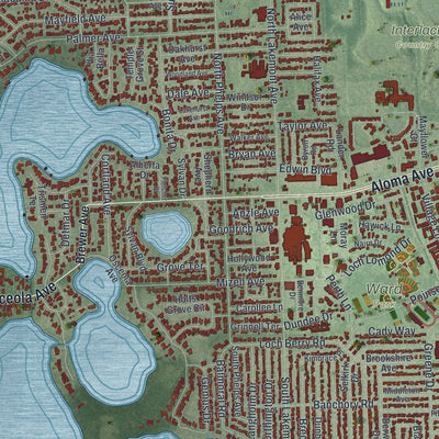 Close-up 2 of the Winter Park, Florida map artwork