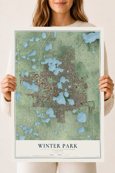 Winter Park, Florida map print, 18" x 24" Archival Matte Print mockup