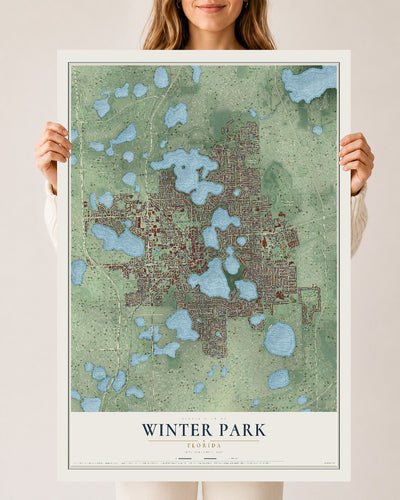 Winter Park, Florida map print, 24" x 36" Archival Matte Print mockup