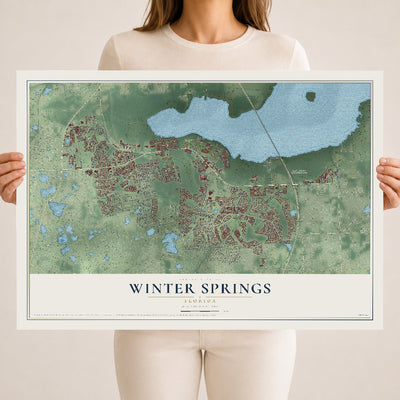 Winter Springs, Florida map print, 18" x 24" Archival Matte Print mockup