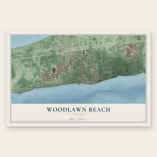 Woodlawn Beach, Florida map print, the full design