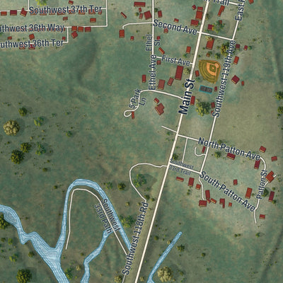Close-up 1 of the Worthington Springs, Florida map artwork