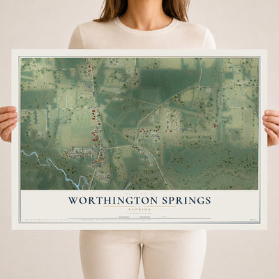 Worthington Springs, Florida map print, 18" x 24" Archival Matte Print mockup