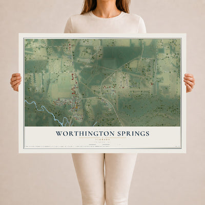 Worthington Springs, Florida map print, 24" x 36" Archival Matte Print mockup