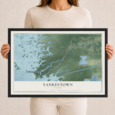 Yankeetown, Florida map print, 12" x 18" W/ Black Ayous Wood Frame mockup