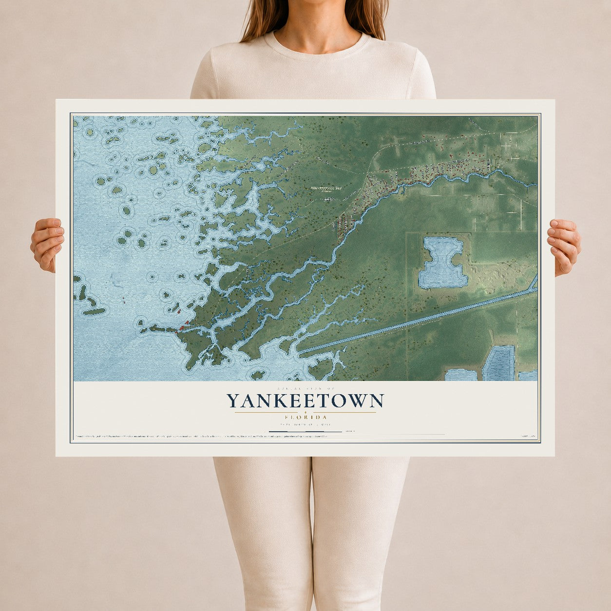 Yankeetown, Florida map print, 24" x 36" Archival Matte Print mockup